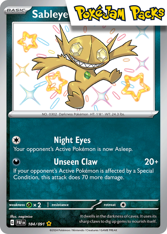 Sableye - 184/091 - Shiny Rare - Paldean Fates - Pokemon TCG