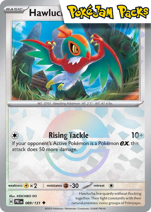 Hawlucha - 089/131 - Uncommon Pokeball Reverse Holo - Prismatic Evolutions - Pokemon TCG