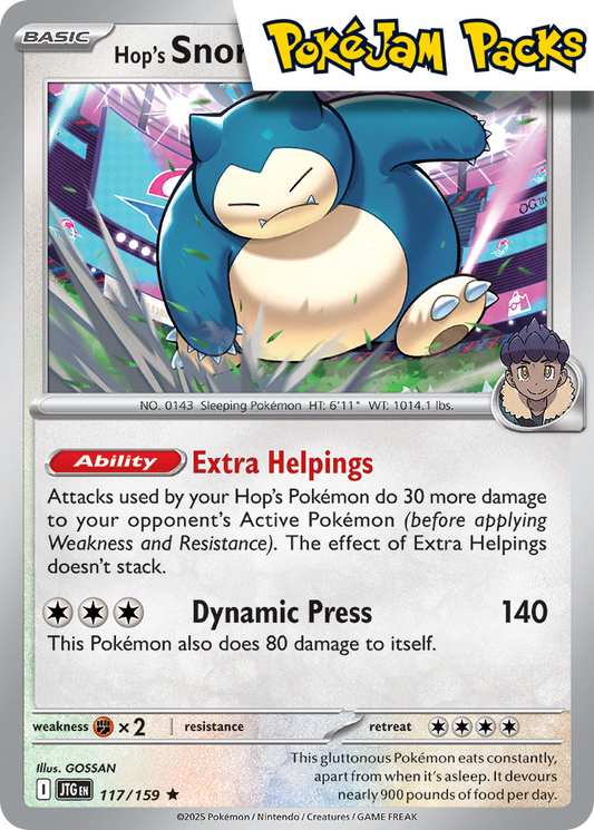 Hop's Snorlax - 117/159 - Holo Rare - Journey Together - Pokemon TCG