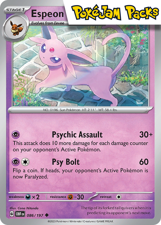 Espeon - 086/197 - Uncommon - Obsidian Flames - Pokemon TCG