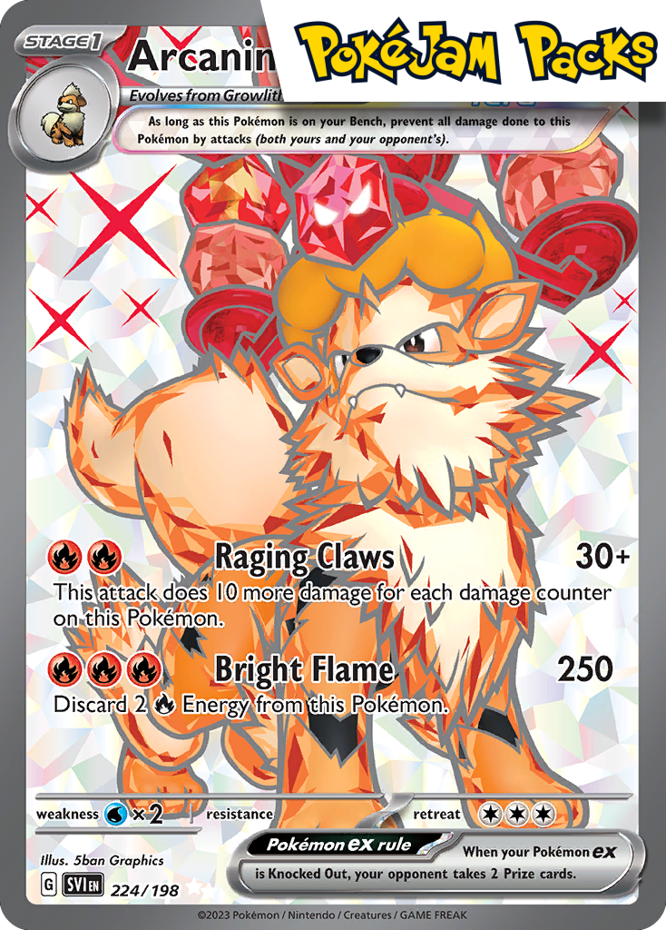 Arcanine ex - 224/198 - Full Art Secret Rare - Scarlet & Violet - Pokemon TCG