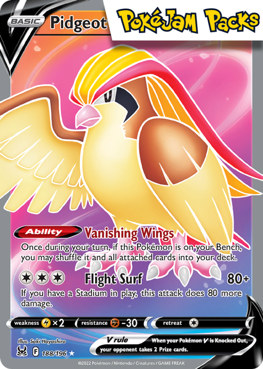 Pidgeot V - 188/196 - Full Art Ultra Rare - Lost Origin - Pokemon TCG