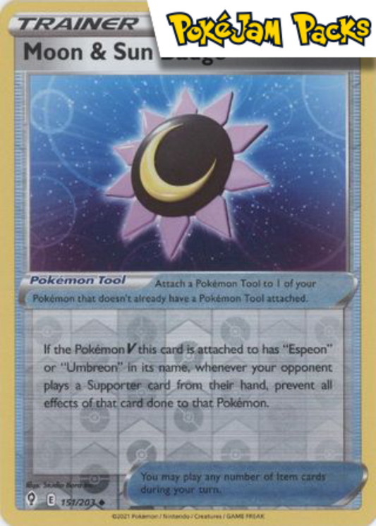 Moon & Sun Badge - 151/203 - Uncommon Reverse Holo - Evolving Skies - Pokemon TCG