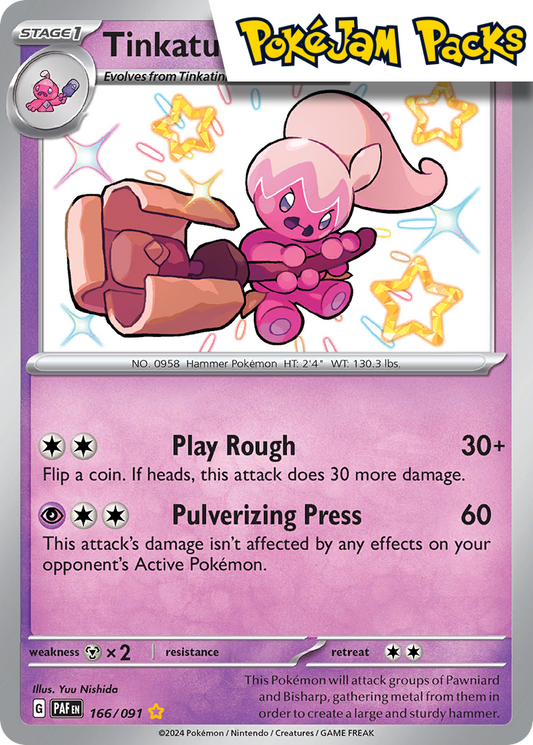 Tinkatuff - 166/091 - Shiny Rare - Paldean Fates - Pokemon TCG