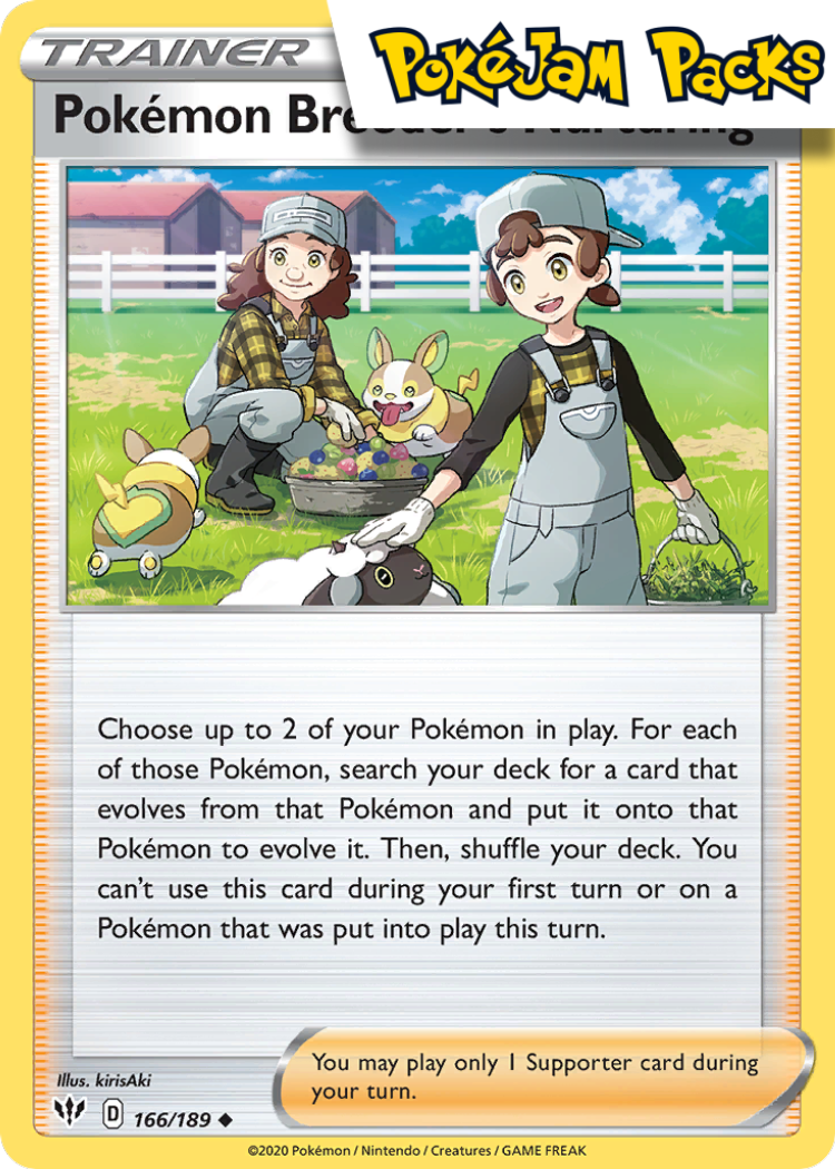 Pokemon Breeder's Nurturing - 166/189 - Uncommon - Darkness Ablaze - Pokemon TCG