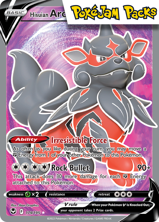 Hisuian Arcanine V - 179/195 - Full Art Ultra Rare - Silver Tempest - Pokemon TCG
